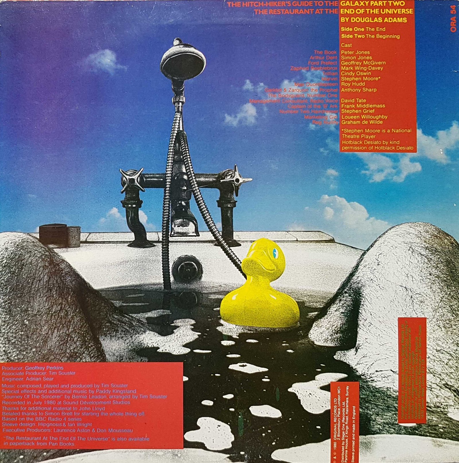 ORA 54 The restaurant at the end of the Universe Douglas Adams from the BBC records and Tapes library Back cover of ORA 54